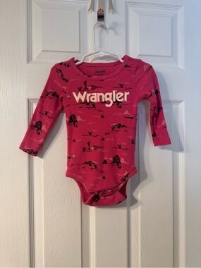 Wrangler Hot Pink Long-Sleeve Baby Bodysuit with Desert Print